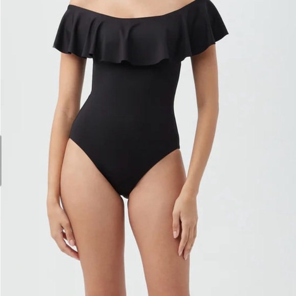 Trina Turk Other - Trina Turk Monaco Off The Shoulder Ruffle One-piece swimsuit. Black, size 14.